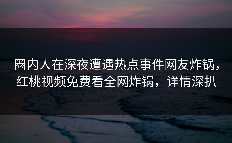 圈内人在深夜遭遇热点事件网友炸锅，红桃视频免费看全网炸锅，详情深扒