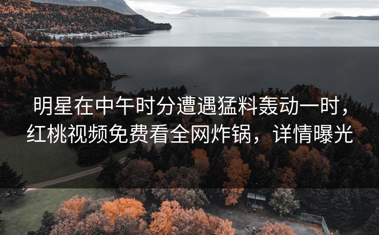 明星在中午时分遭遇猛料轰动一时，红桃视频免费看全网炸锅，详情曝光
