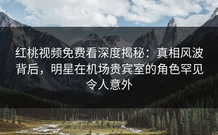 红桃视频免费看深度揭秘：真相风波背后，明星在机场贵宾室的角色罕见令人意外
