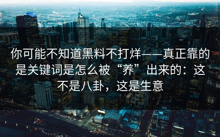 你可能不知道黑料不打烊——真正靠的是关键词是怎么被“养”出来的：这不是八卦，这是生意