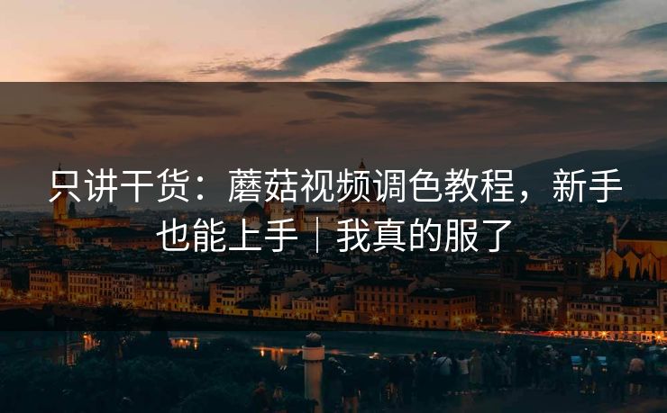 只讲干货：蘑菇视频调色教程，新手也能上手｜我真的服了